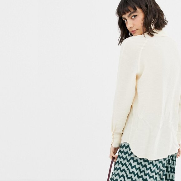 NEW Mango Oversized Ivory Blouse Top - Picture 4 of 14